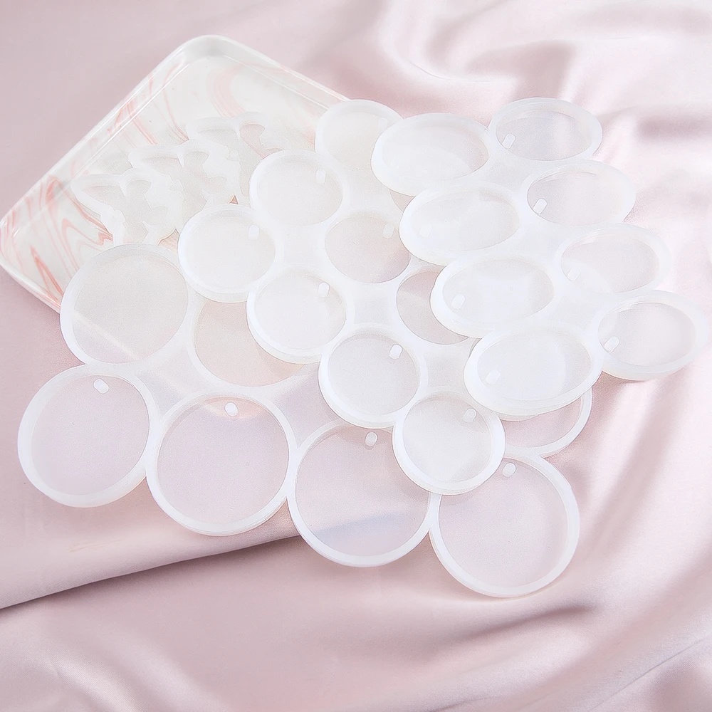 1PC Round Oval Silicone Mould DIY Epoxy Resin Mold for Jewelry Making Pendant Earrings Key Chain Accessories