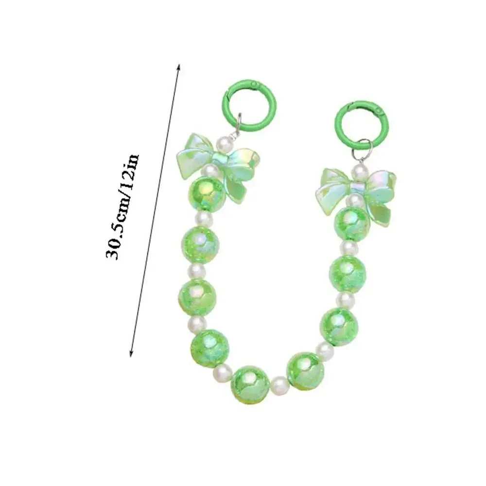 Simple Acrylic Burst Bead Chain Keyring Detachable Colorful Phone Lanyard Gradient Bowknot Pendant Woman