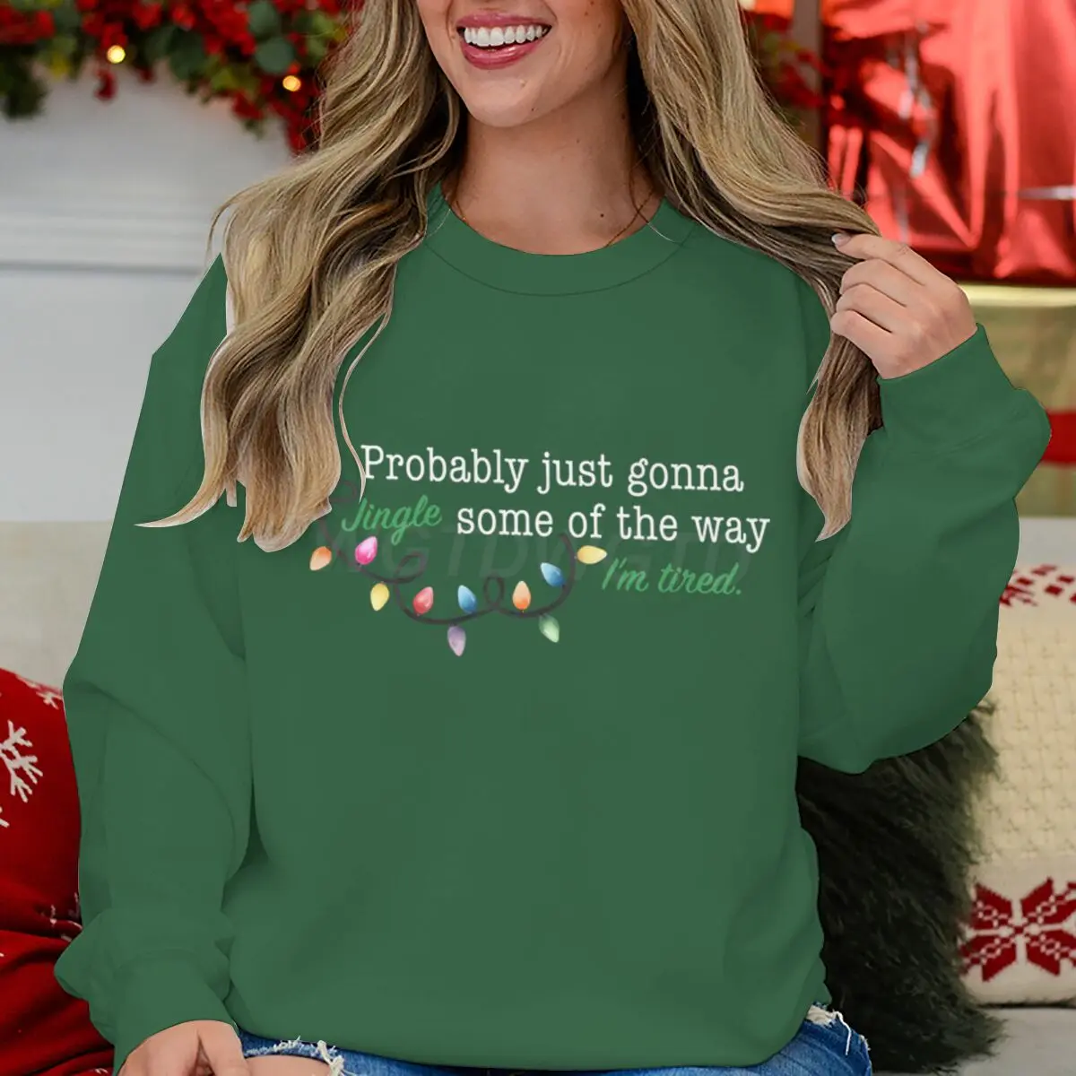 شعبية ربما فقط سست جلجل بعض الطريق بلوزات النساء عيد الميلاد البلوز طويلة الأكمام طاقم الرقبة عيد الميلاد البلوفرات #2