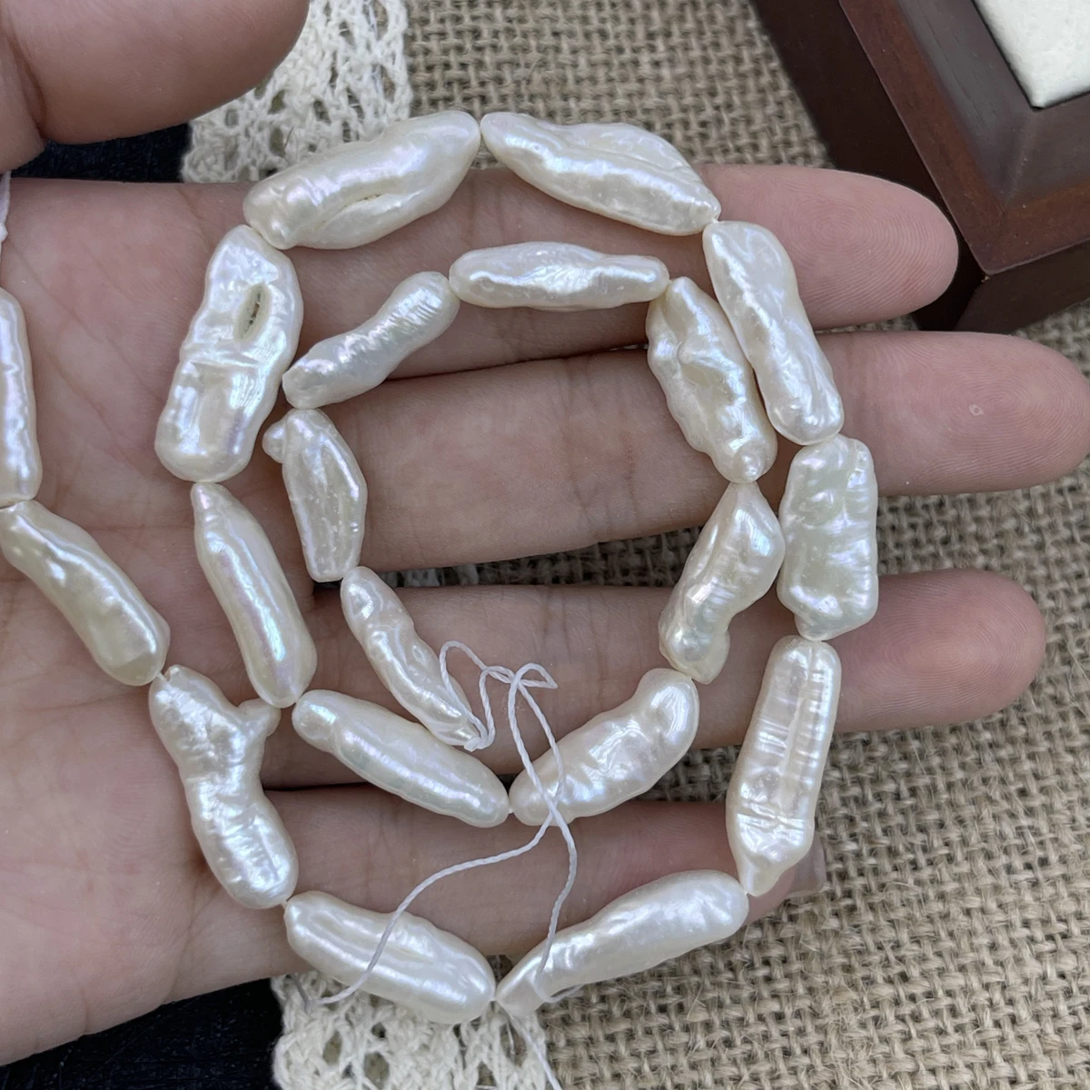 

8x20mm High-Quality Baroque Pipa Beads Natural Freshwater Pearls Beads for Jewelry Making DIY Necklace Bracelet Accessories 36cm