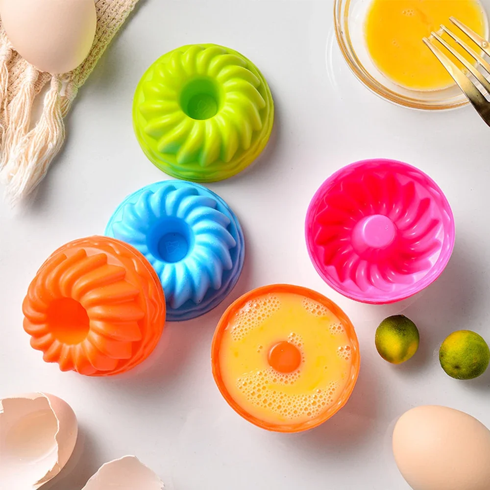 6Pcs Silicone Cake Molds Muffin Cake Cups Egg Tart Cupcake Dessert Baking Mold Bakeware Tools Color Random 5