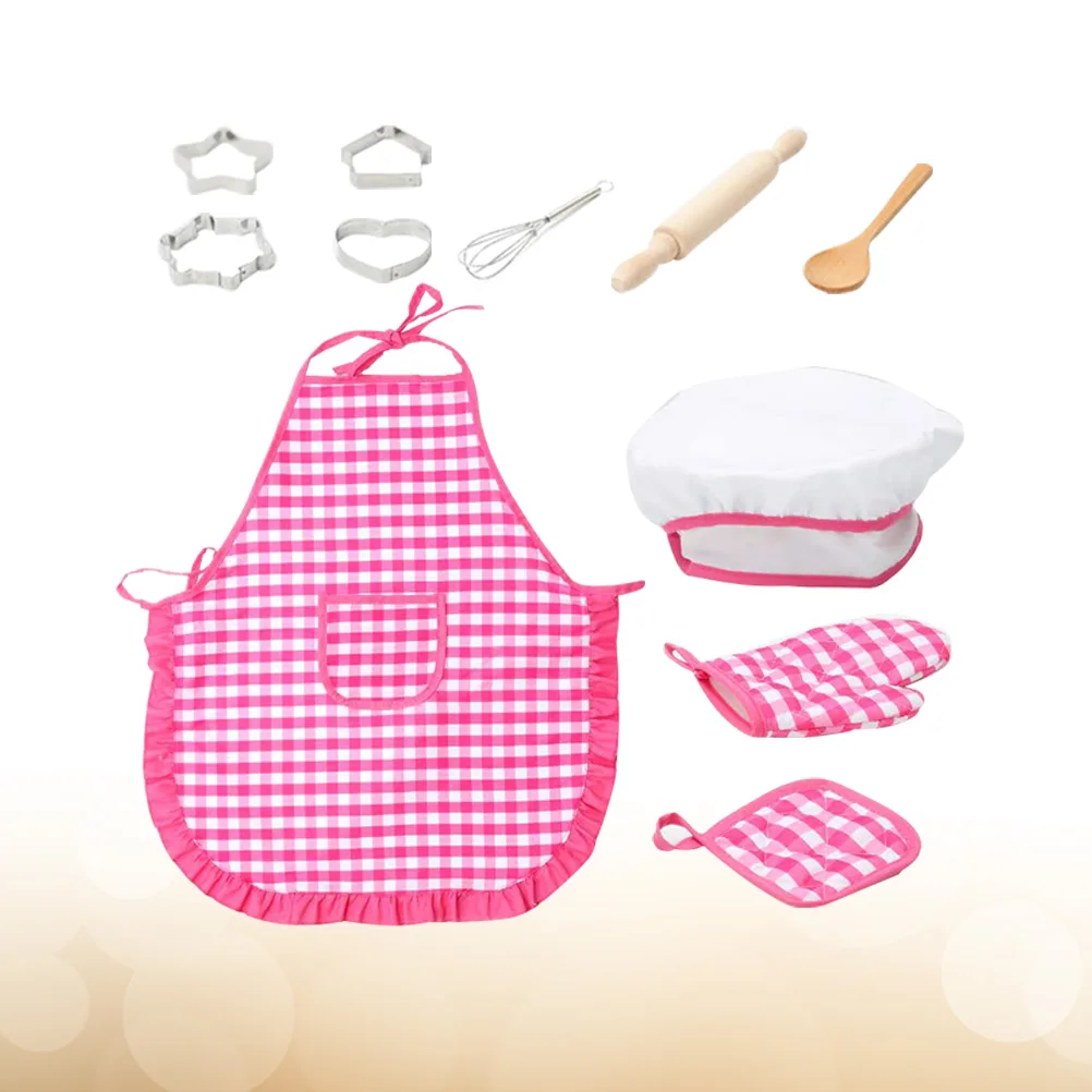 أطفال مطبخ روزي مريلة مقاومة للماء قبعة الشيف زي للطفل دور اللعب الخبز Diy بها بنفسك لعبة الطبخ التظاهر