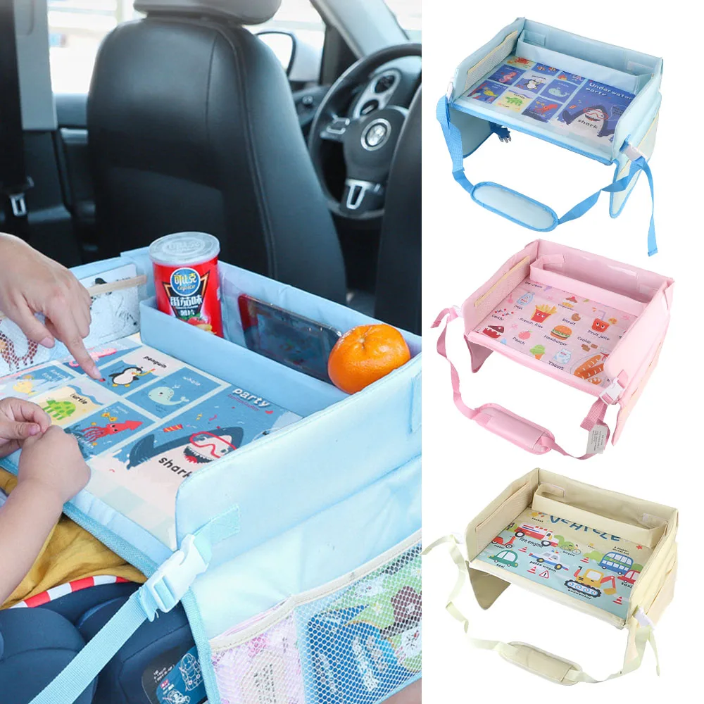 Kids Toy Food Cup Holder Desk Waterproof for Car Child Safety Seat Stroller Foldable Baby Car Seat Organizer Tray