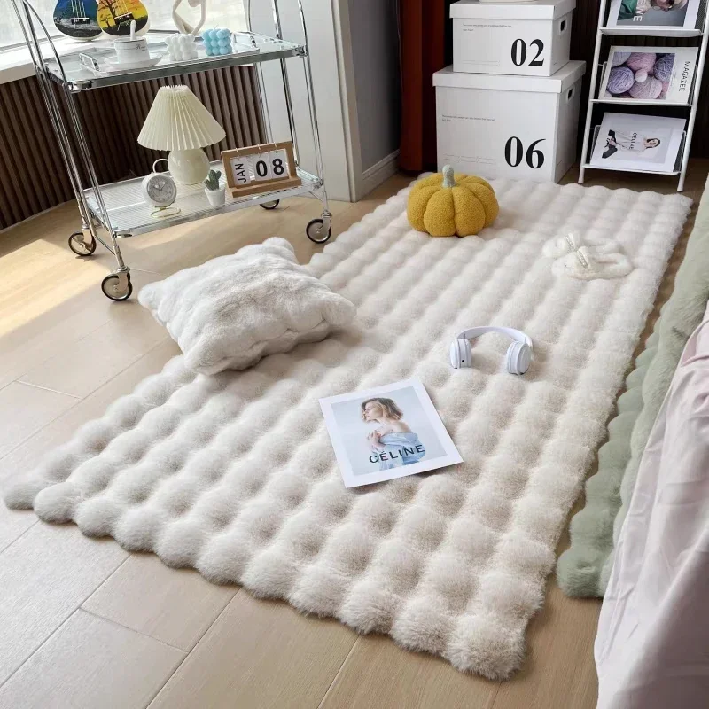 Soft Fluffy Living Room Area Rug Thick Bedroom Bedside Non Shedding Washable Rugs Faux Fur Floor Mat Indoor Carpet Home Decor