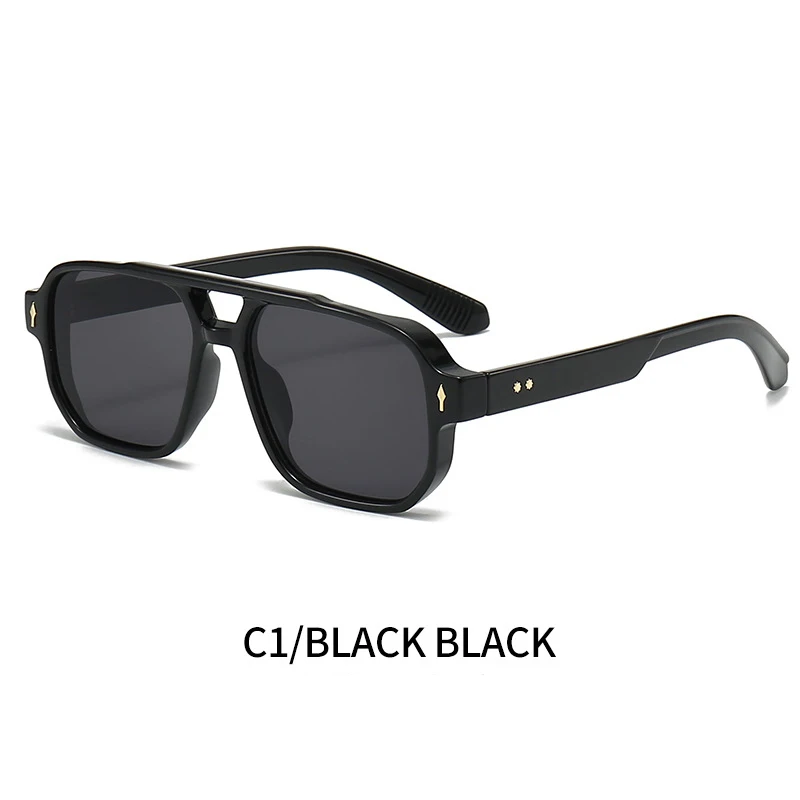 Outdoor sunglasses Men's casual Driving Business sunglasses Square sunglasses Double beam trend fashion retro glasses