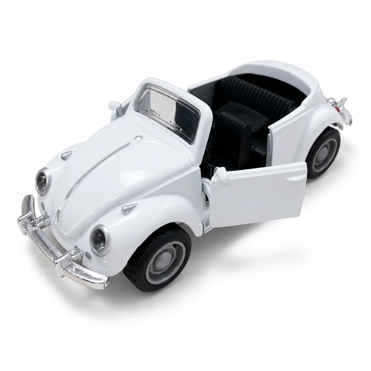 1 Stück, im Beutel verpacktes, klassisches, im Vintage-Stil gehaltenes, aus Zinklegierung gefertigtes Automodell, Retro-Roadster, mit Rückziehfunktion, aufklappbare Seitentüren. – Detail 7
