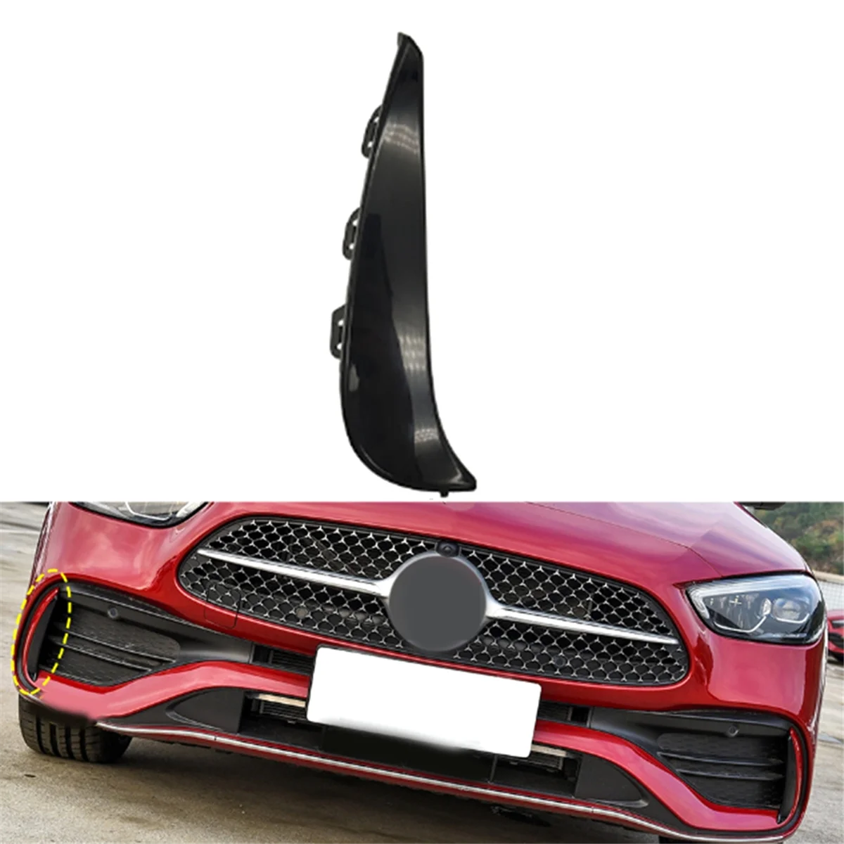 Car Front Bumper Ventilation Grille Trim Air Inlet Blade Spoiler 2068852902 for Mercedes-Benz C-CLASS W206 2021-2024