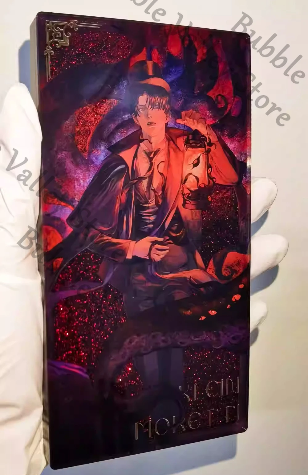 

Anime Lord of Mysteries Klein Moretti Cosplay Acrylic Quicksand Mahjong Card Bricks Cartoon Standing Sign Backside Hollowed-out