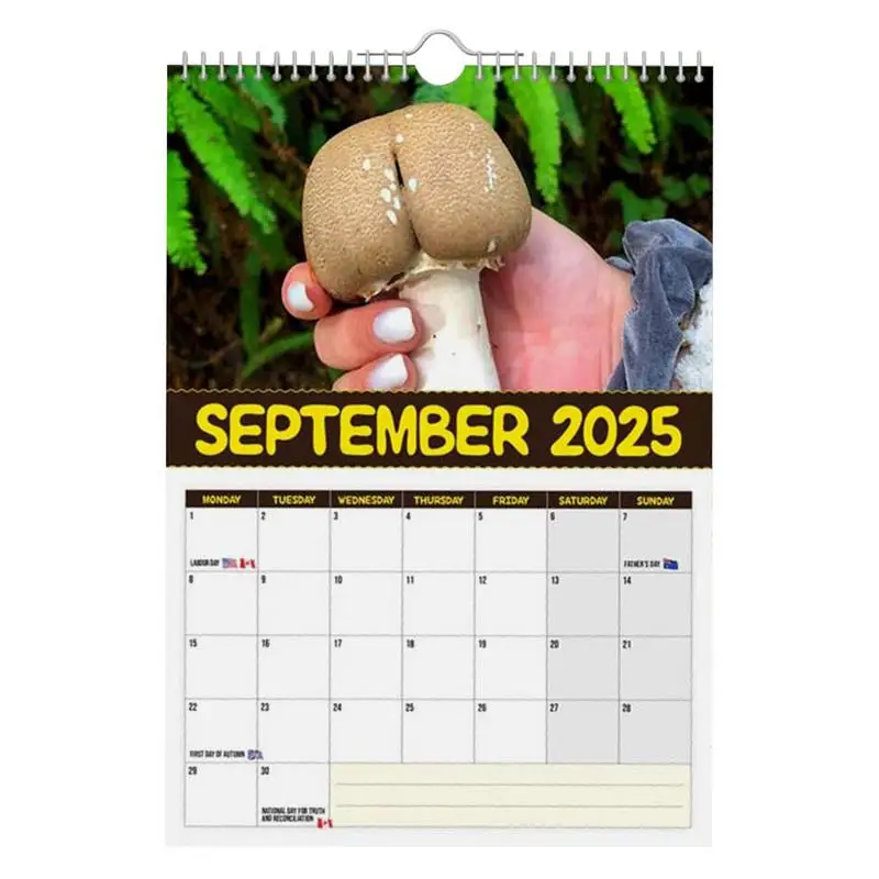 Imagem -02 - Papel Grosso e Resistente Calendário Cogumelos Mensais Imagens Organização e Planejamento 2025