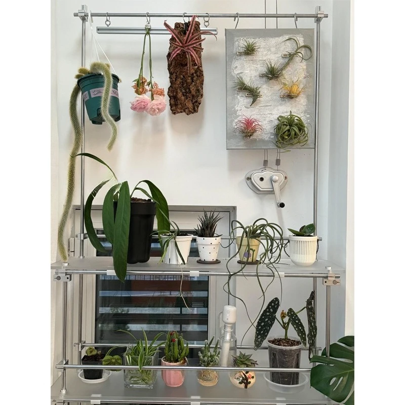 

Optical axis acrylic flower rack, antique rack, metal succulent green plant flower pot rack, cart floor rack