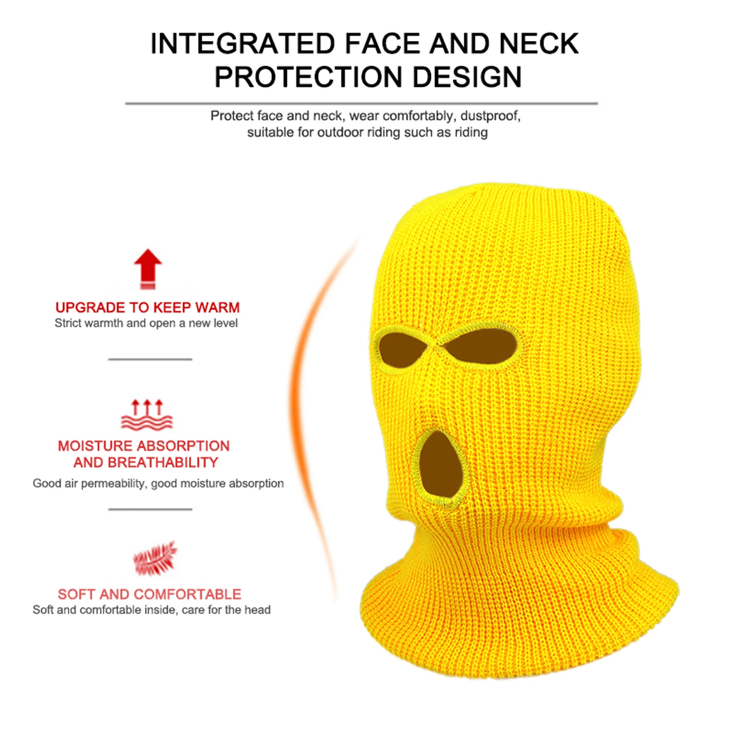 1PC 3 Holes Balaclava Full Face Cover Ski Mask Hat Army Tactical CS Windproof Knit Beanies Bonnet Winter Warm Unisex Caps Gifts