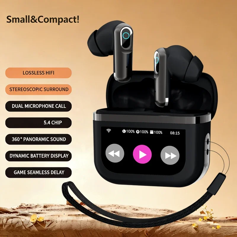 Soleeanre Wireless Touch Screen Headphones Sport Earbuds with Micro Active Noise Cancellation Music Headset Visible Earphones