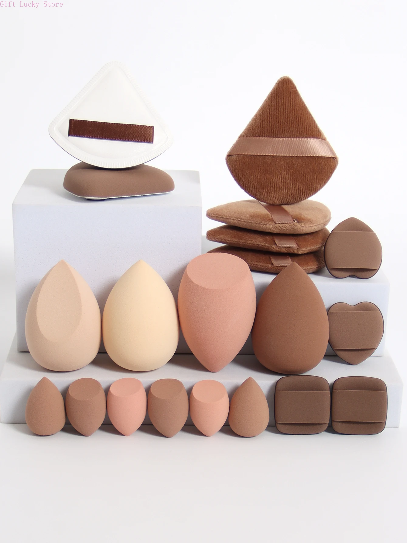 12-20 Pcs Pink Makeup Sponge and Makeup Puff Set Suitable for Face Cream and Powder Concealer Powder Makeup Machine