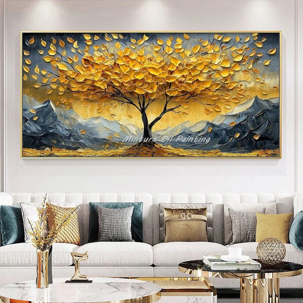 

Mintura,100% Handpainted Knife Tree Landscape Oil Paintings,Modern Home Decor,Wall Art Picture,Abstract Texture 3D Canvas Poster