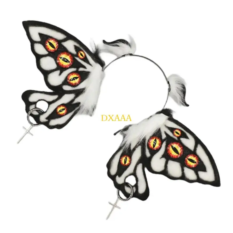 

DXAA Crossed Pendant Devil Ear Hairhoop Roleplaying Hairband Halloween Costume Props