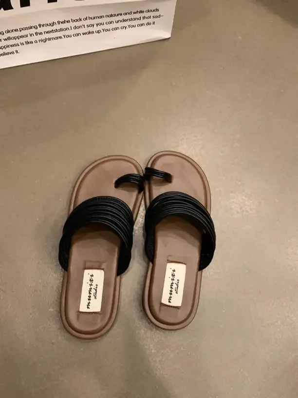 Nieuwe 2024 Vrouw Platte Slippers Geweven Met Comfortabele Slippers Damesschoenen Casual Bodem Slippers Damesschoenen Zomer