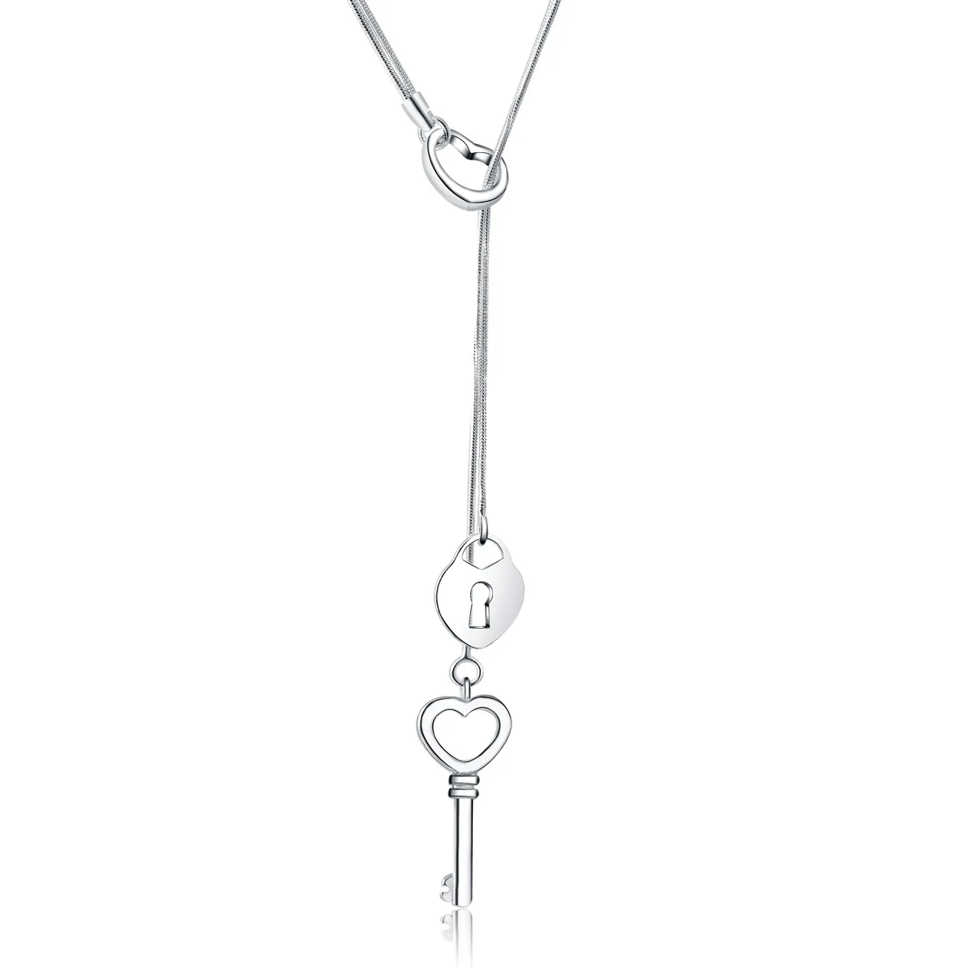 Fijne 925 Sterling Zilveren Romantische Hart Slot Sleutel Ketting Voor Vrouwen Mode Luxe Bruiloft Sieraden Kerstcadeaus