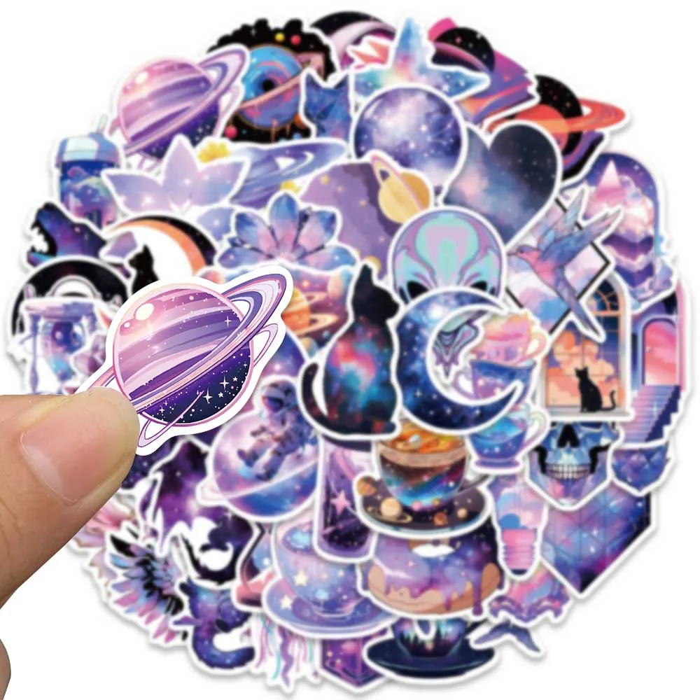 50pcs Ins Style Aesthetic Stickers Fancy Cartoon Starry Sky Waterproof Graffiti For Laptop Luggage Guitar Phone Vinyl Decals