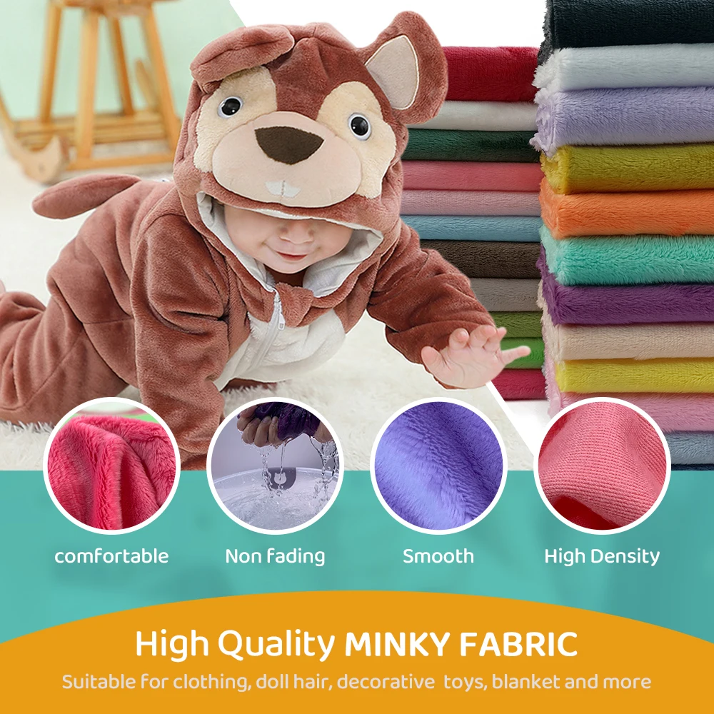 150x50cm Large Size 3mm Handmade DIY Doll Cloth 100% Polyester Soft Plush Fabrics