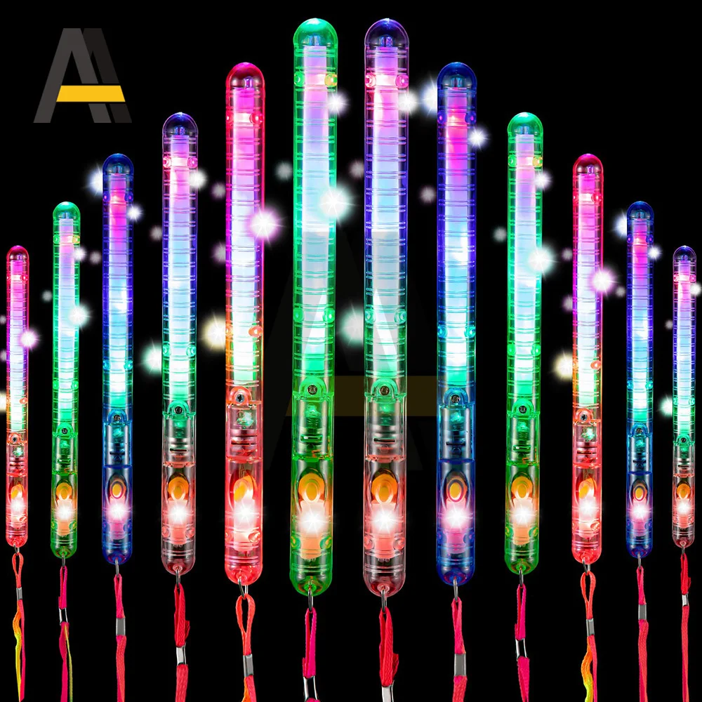 Varitas LED intermitentes de 1 a 100 Uds., varitas de animación brillantes, varitas iluminadas multicolores con cordones para recuerdo de fiesta de concierto musical