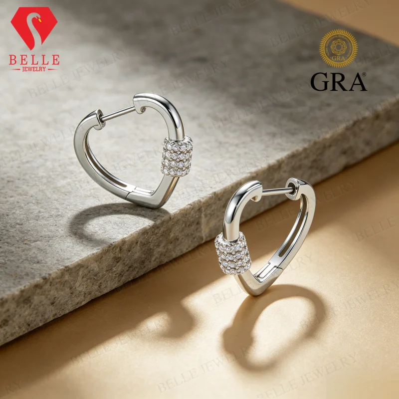 Moissanite Earrings 1mm Round Cut D Color VVS1 925 Sterling Silver GRA Certified Factory Direct Non-fading Ideal Gift