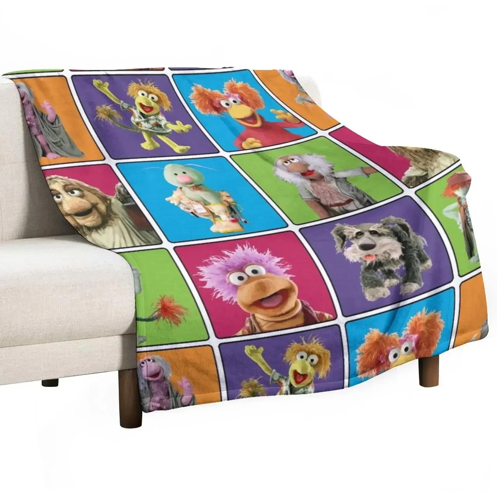 

Fraggle Rock Squares Throw Blanket Hairy Multi-Purpose manga Plush Blankets