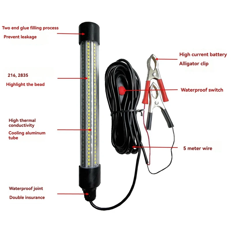 A21I-12V 24V Fishing Light 20W Hight Power LED Underwater Fishing Light IP68 Waterproof Sea Fishing Light