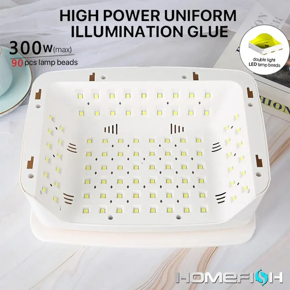 Sèche-ongles professionnel à 90 LED, lampe UV pour durcir tous les gels, vernis à ongles, détection de mouvement, manucure et pédicure, 380W