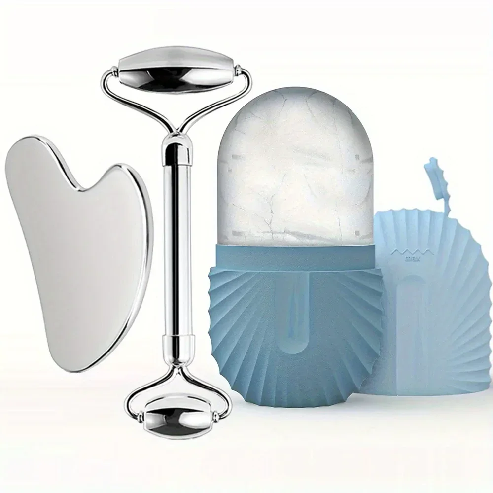 Eis-Gesichtsroller-Set für die Hautpflege, Gesichtsroller-Gua-Sha-Tool-Set, Gesichtsmassage-Roller zum Lifting und Konturieren – Detail 2