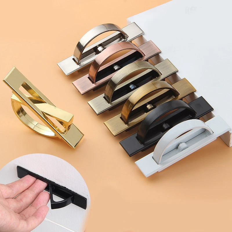 

Tatami Hidden Pull Handle Invisible Recessed Drawer Wardrobe Hardware Furniture Platform Concealed Swivel Handle