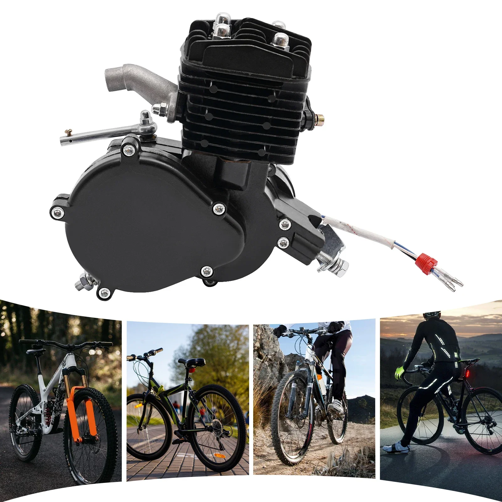 

1.85KW 5500RPM CDI Gas Motor Motorized Bike Conversion 80CC 2-Stroke Engine with Intake Pipe for 26"-28" Bikes