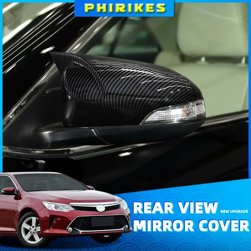 

2PCS Carbon Fiber ABS Plastic Rearview Mirror Decorative Cover For Toyota Camry 2011-2017 Accessories