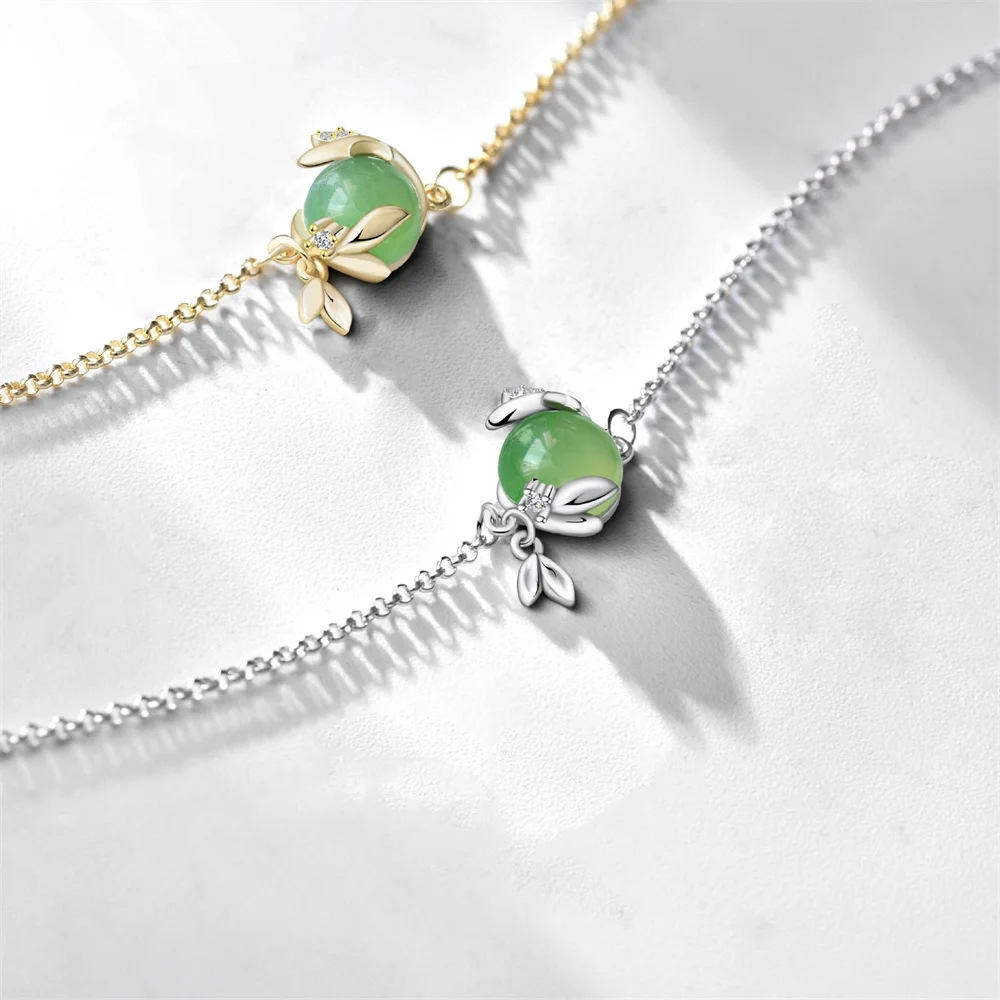 

Korean 925 Sterling Silver Bracelet, Natural Hetian Jade & Tourmaline, High-end Neo-Chinese Jade Women's Bracelet