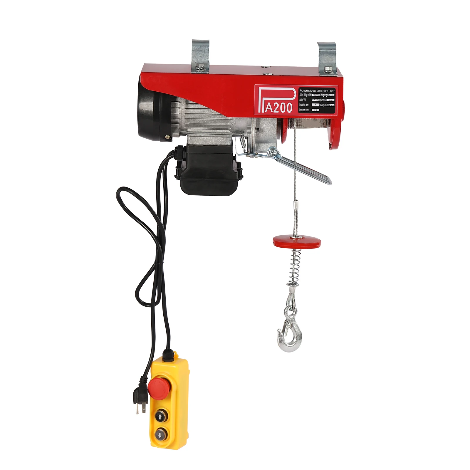 200KG/250KG Electric Hoist Winch Crane Overhead With Remote Control And 6m/20ft(Double Cable) Lifting Height