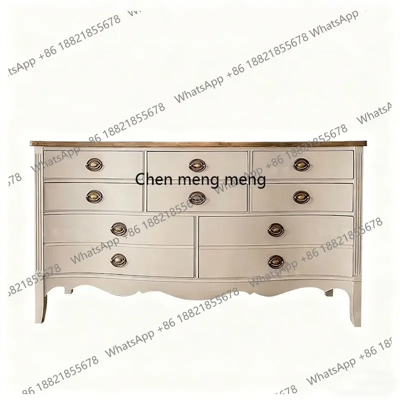 French retro solid wood nine-bucket cabinet, antique living room drawer storage, dining side, locker