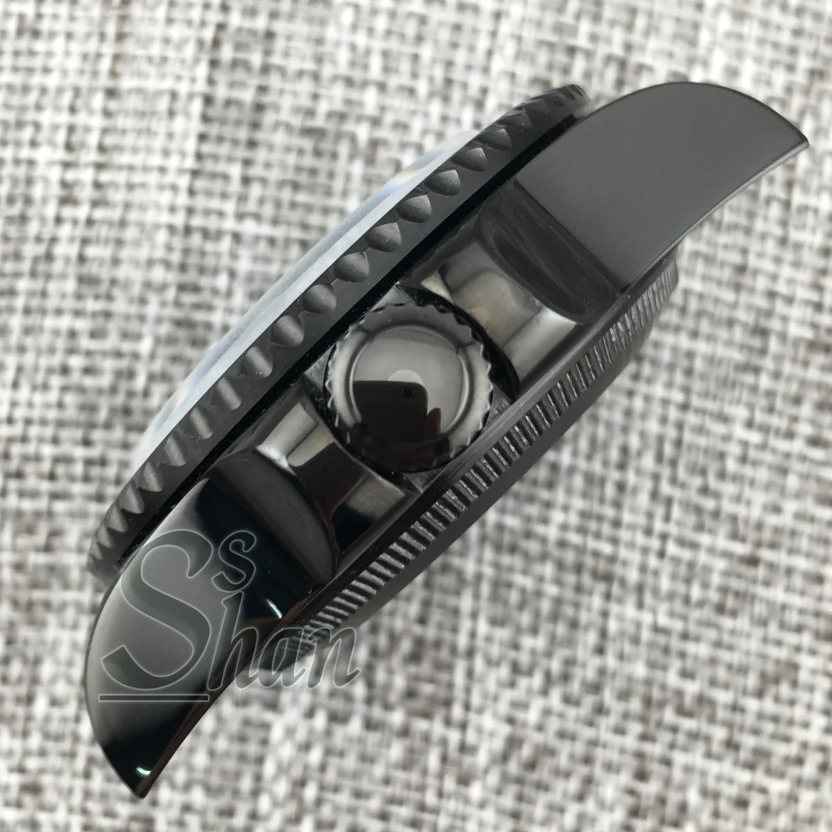 حافظة سوداء فريدة من نوعها للرجال مقاس 43 مم وإطار من السيراميك مناسبة لزجاج الياقوت NH34 NH35A NH36 4R35 4R36 NH39