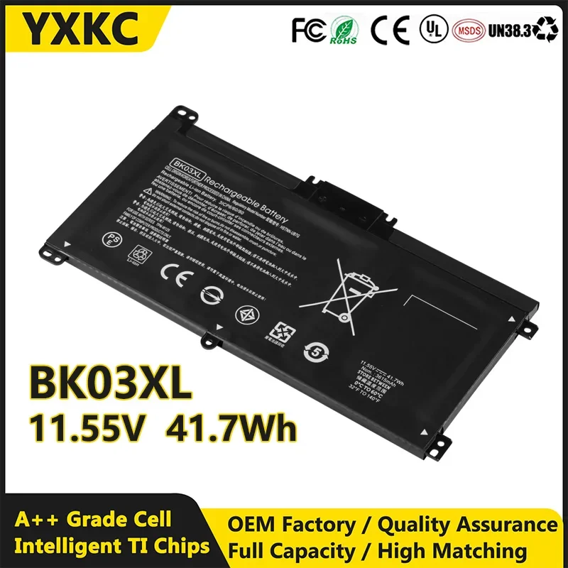 

YXKC laptop battery BK03XL lithium iron battery 11.55V 3615mAh Battery for HP Pavilion x360 14 14-ba000 14m-ba000 series