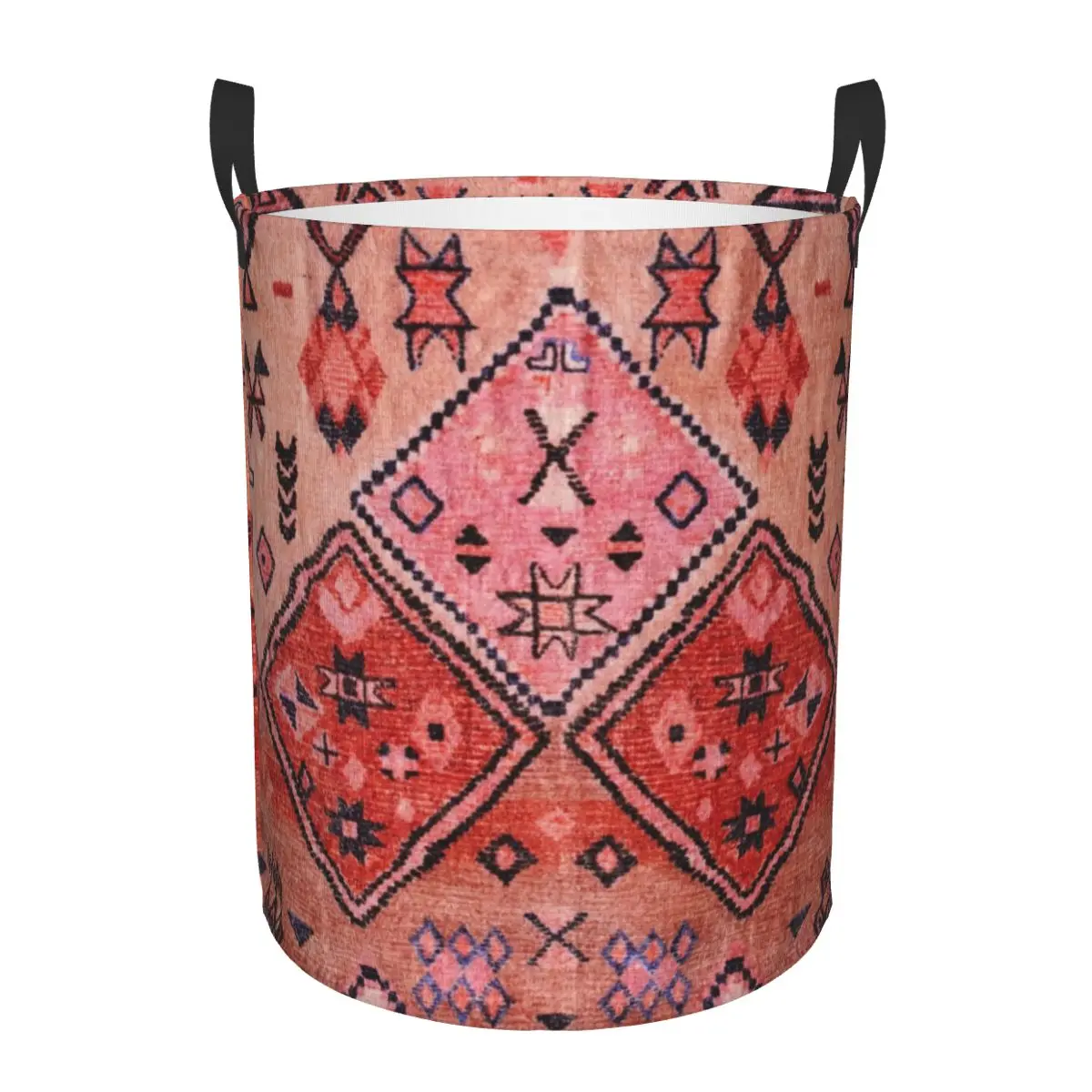 Boho Farmhouse Moroccan Style Laundry Basket Collapsible Bohemian Geometric Clothes Hamper for Nursery Kids Toys Storage Bag