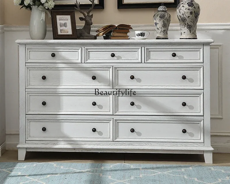 

13-*Nine-chest cabinet American white cabinet Storage porch Solid wood ash wood