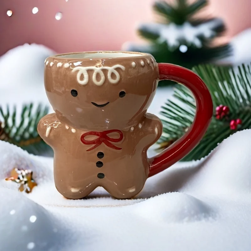 Taza de Cerámica con Diseño de Hombre de Jengibre, Taza de Café Navideña, Vajilla Festiva para Chocolate y Té, Regalo de Navidad para el Hogar y la Oficina