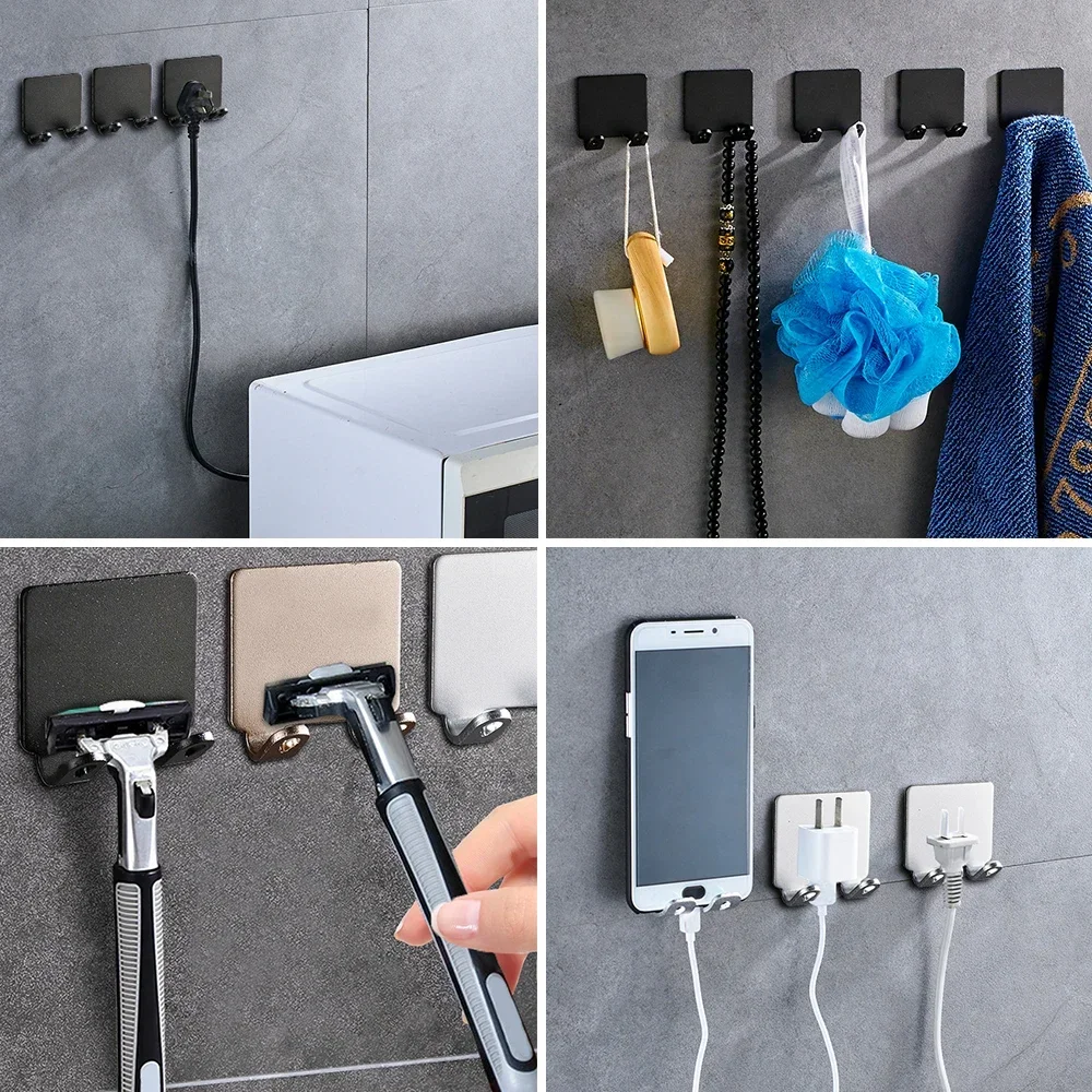 Soporte para maquinilla de afeitar de aluminio para espacio de baño, gancho de almacenamiento para pared, estante para afeitadora para hombres, estante para maquinilla de afeitar sin perforaciones, organización de accesorios