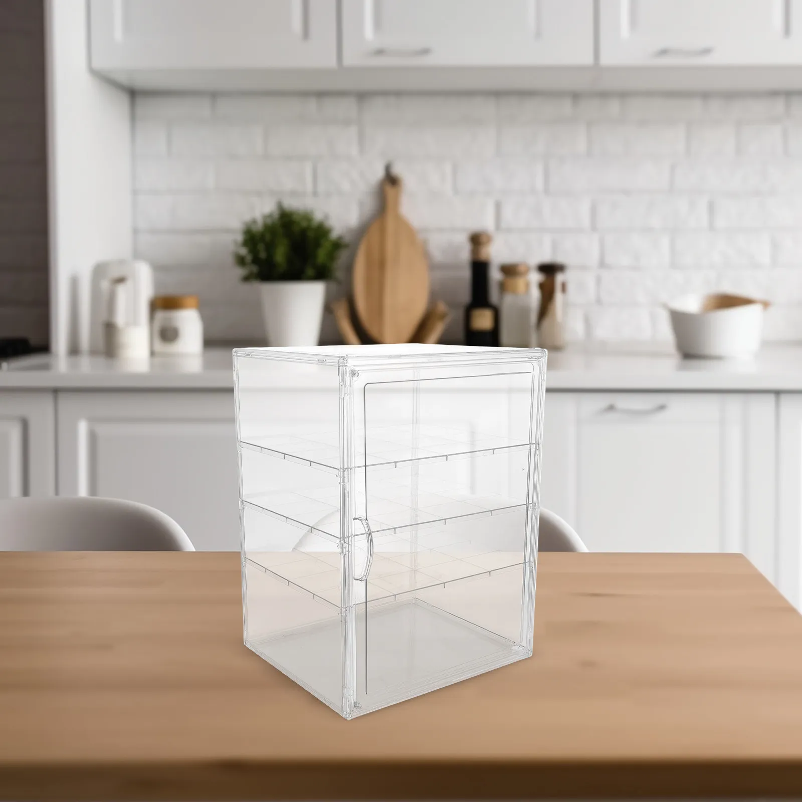 Bakery Display Case Clear 4-Layer Adjustable Pastry Display Counter Bread Box Kitchen Dessert Storage Cake Muffin Cookies