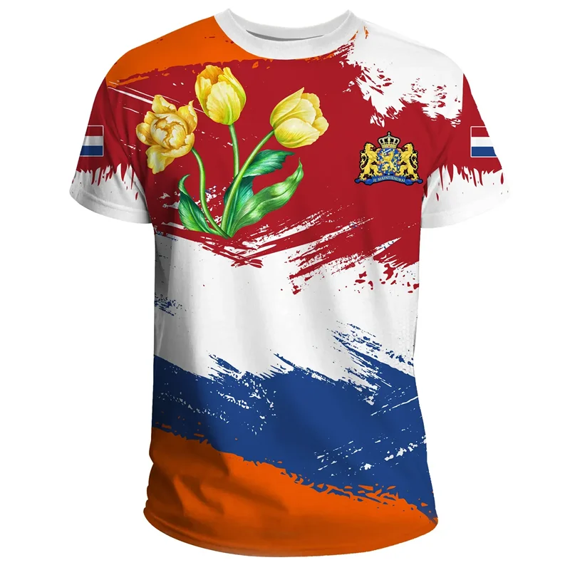 NIEDERLÄNDISCHE Flagge 3D-Druck Sport Schnelltrocknend Breatha Herren T-Shirt Outdoor Fußball Uniform Team Training Eltern-Kind Kurzarm – Detail 14