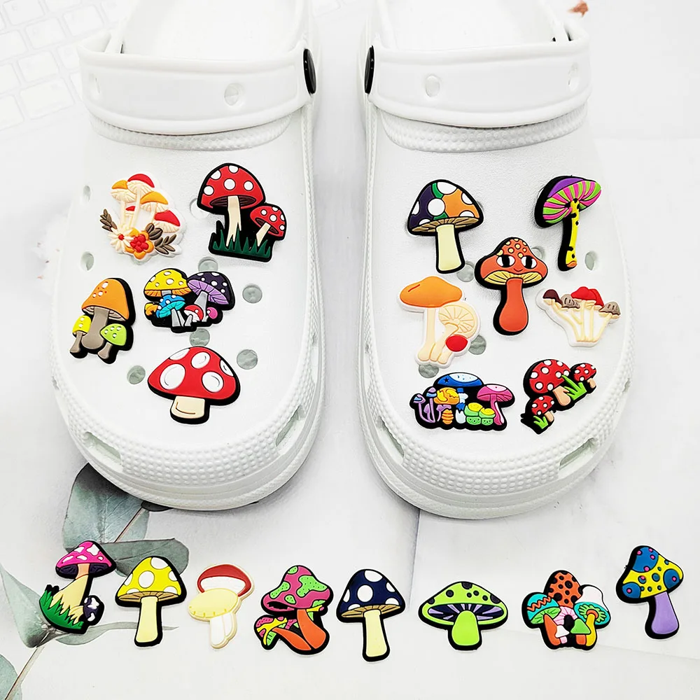 Cute Mushroom Shoe Charms for Crocs Accessories Charms Clogs Bubble Slides Sandals PVC Shoe Decorations Party Gift