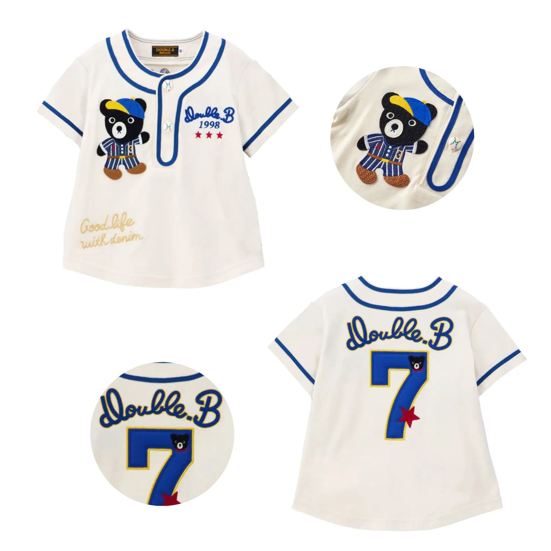 

Summer New Arrival DB Little Black Bear Casual Baseball Jersey Boys Knitted Short Sleeve T-Shirt Kids Sport Top