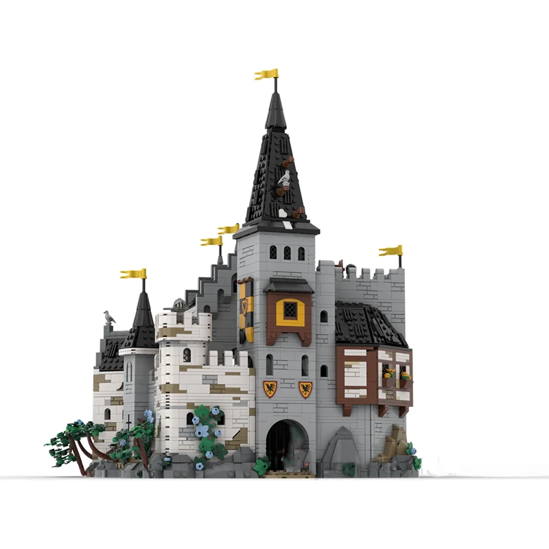 3934 MOC 中世の城建築：レイヴンズ・ネストモデル、DIY組み立てブロック玩具、子供の誕生日プレゼント。