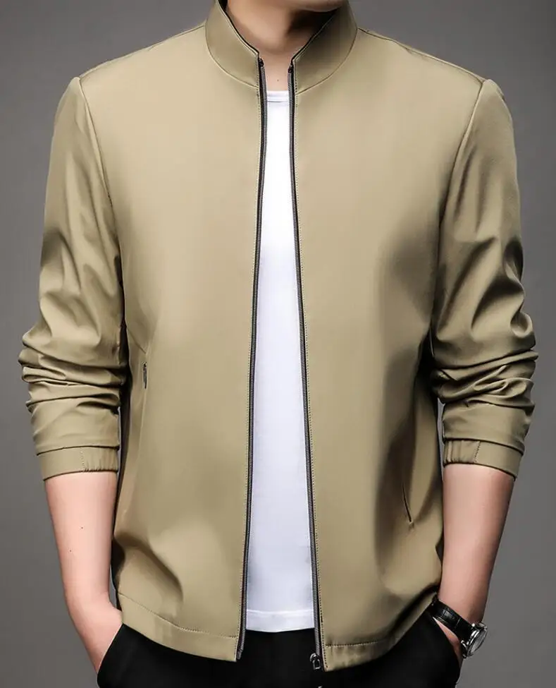 

New Spring Autumn Men's Stand Collar Jackets Solid Color Casual Outerwear Men Slim Zipper Jacket Coats Man Clothing