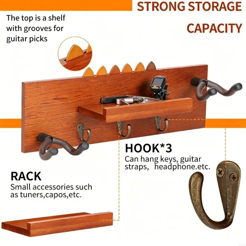 Multifunctional Guitar Hanger Multiple Musical Instrument Wall Hook Suitable for Home Studio Easy Installation