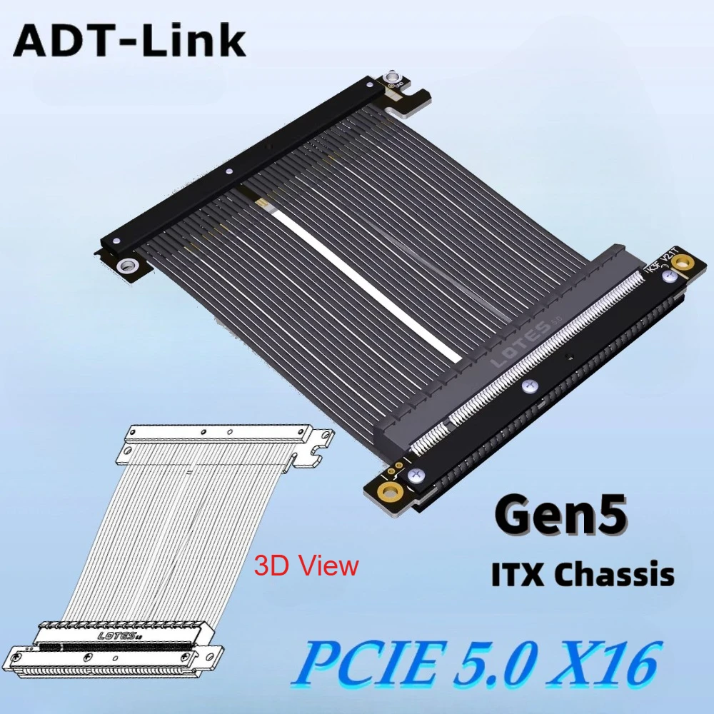 

Ultra PCIe 5.0 X16 Riser Cable [RTX5090 RX9070xt] Shielded Extreme High-Speed Vertical Mount Gaming PCI Express Gen 5 for ITX A4