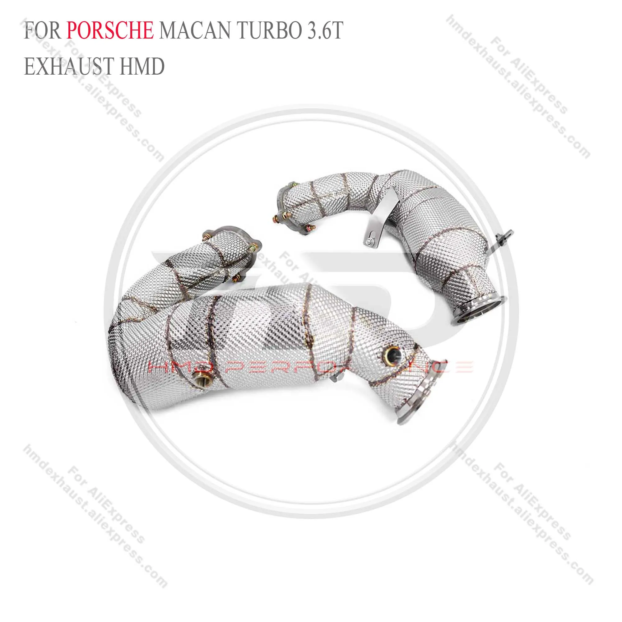 

Exhaust Downpipe for Porsche Macan Turbo 3.6T SS304 Heat Shield with/without cat Increase pipe diameter